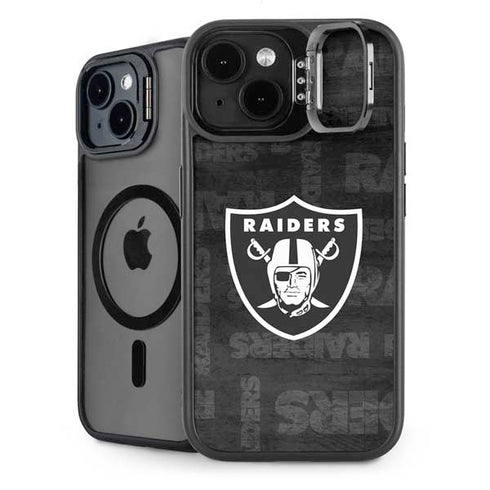 NFL Las Vegas Raiders Black & White iPhone 15 Kickstand Case